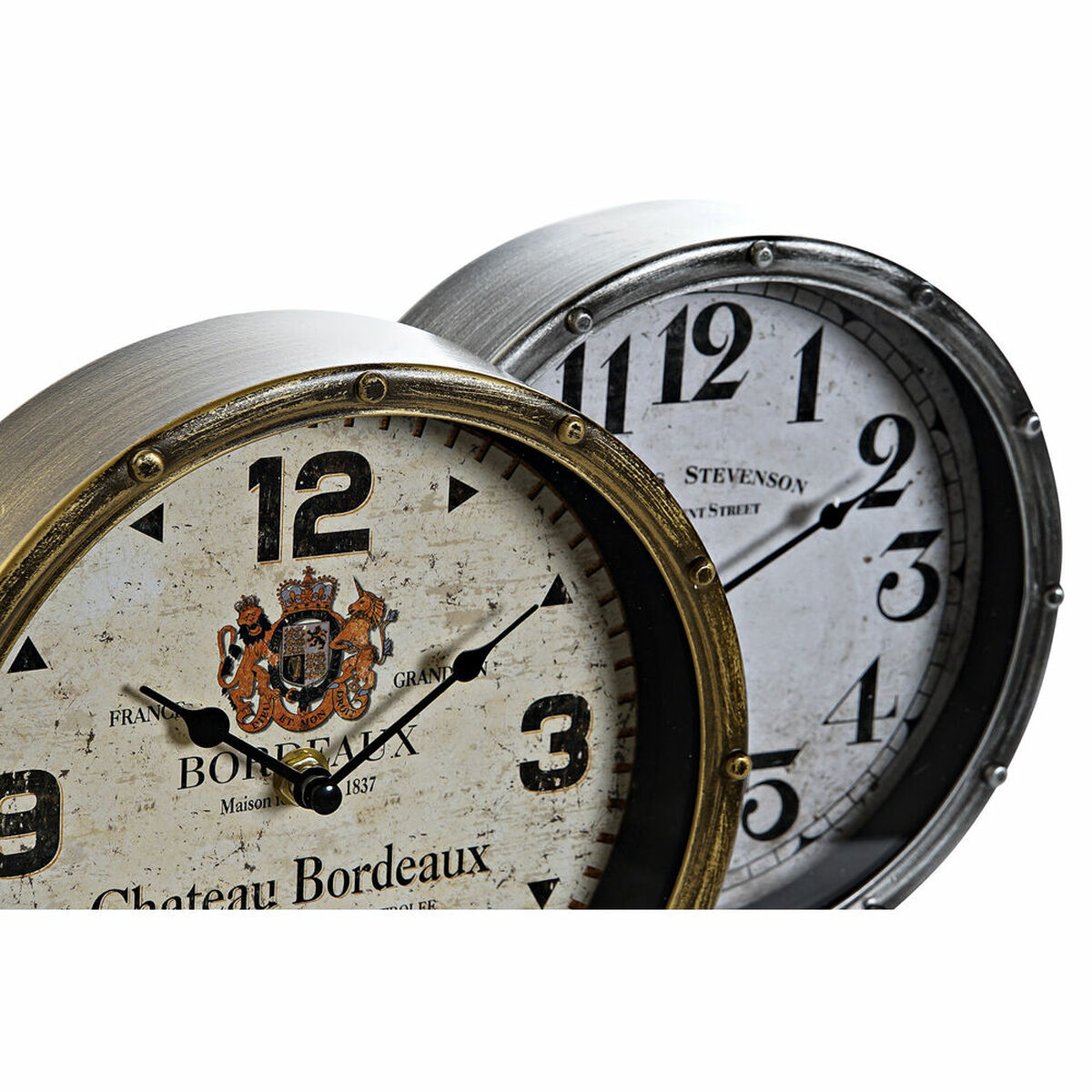 bordsklocka DKD Home Decor Gyllene Silvrig Vintage (2 antal) - 9