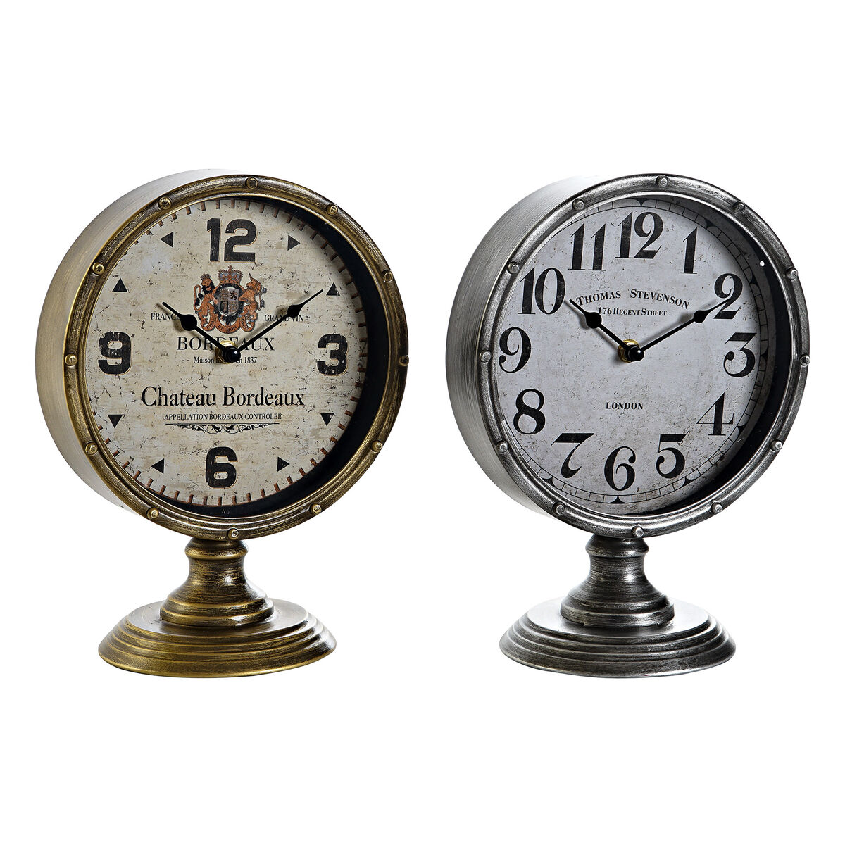 bordsklocka DKD Home Decor Gyllene Silvrig Vintage (2 antal) - 4