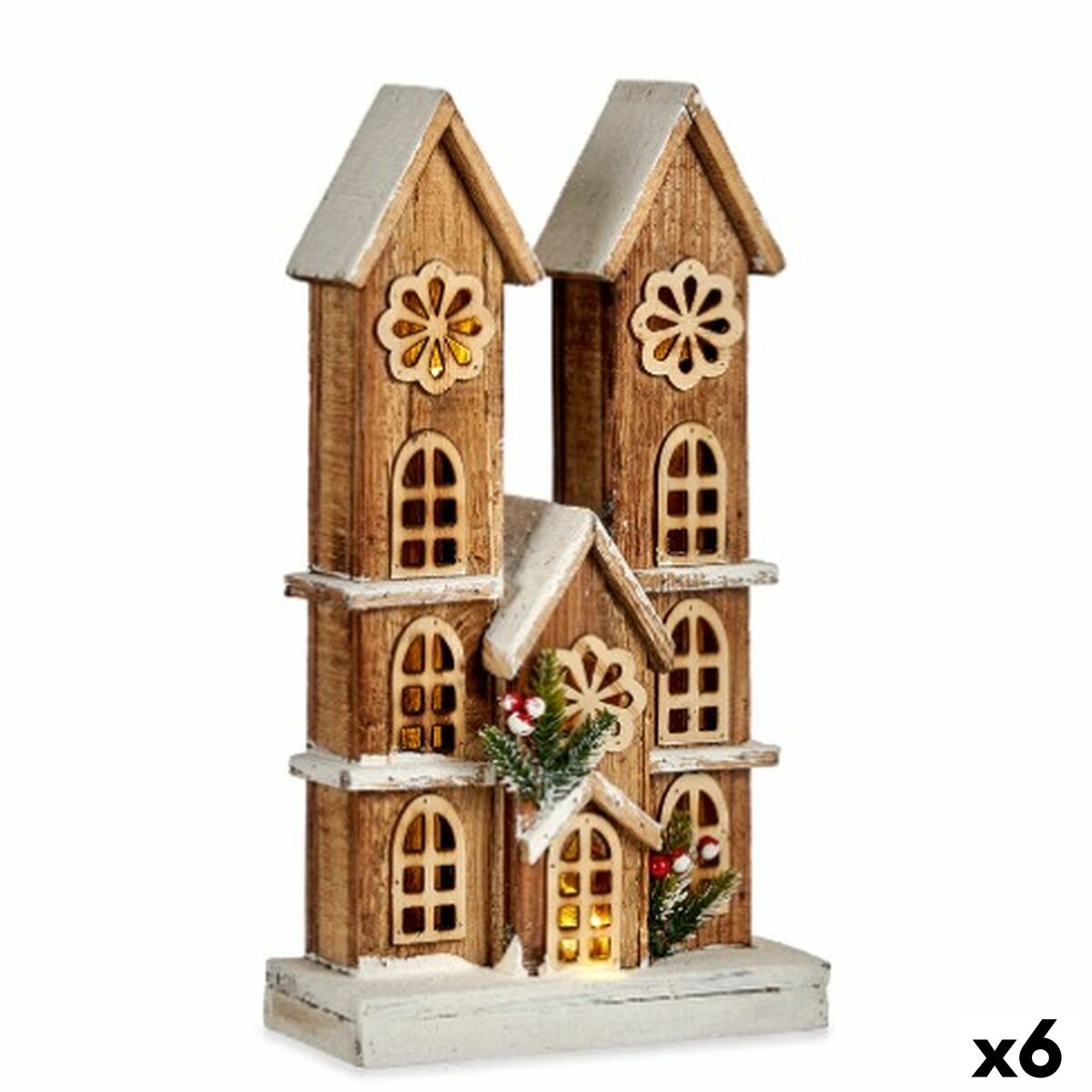 Prydnadsfigur Krist+ Vit Brun Hus 25 x 46 x 9 cm Ljus (6 antal)