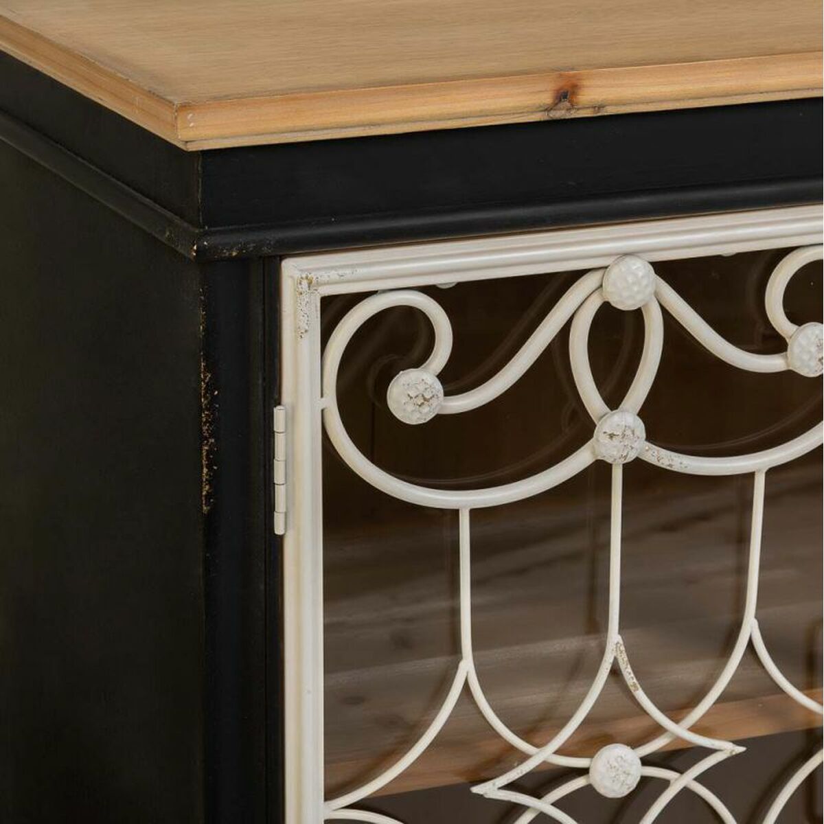 Skänk Alexandra House Living Svart Glas Granträ Trä MDF 36 x 80 x 120 cm - 7