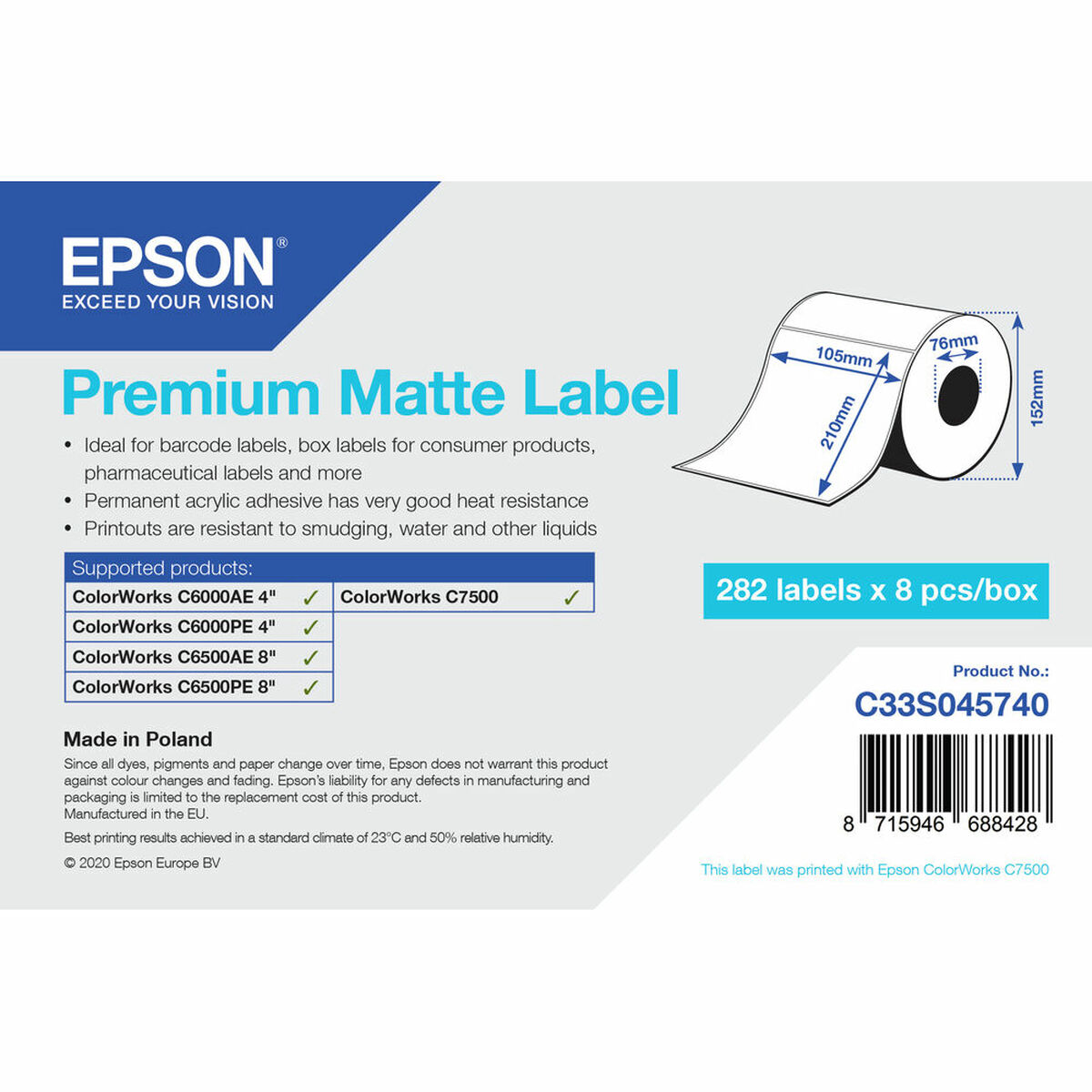 Etiketter till Skrivare Epson C33S045740