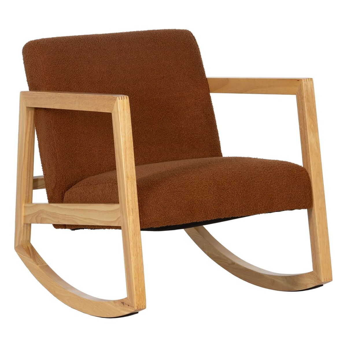 Gungstol Brun Beige Gummiträ Tyg 60 x 83 x 72 cm