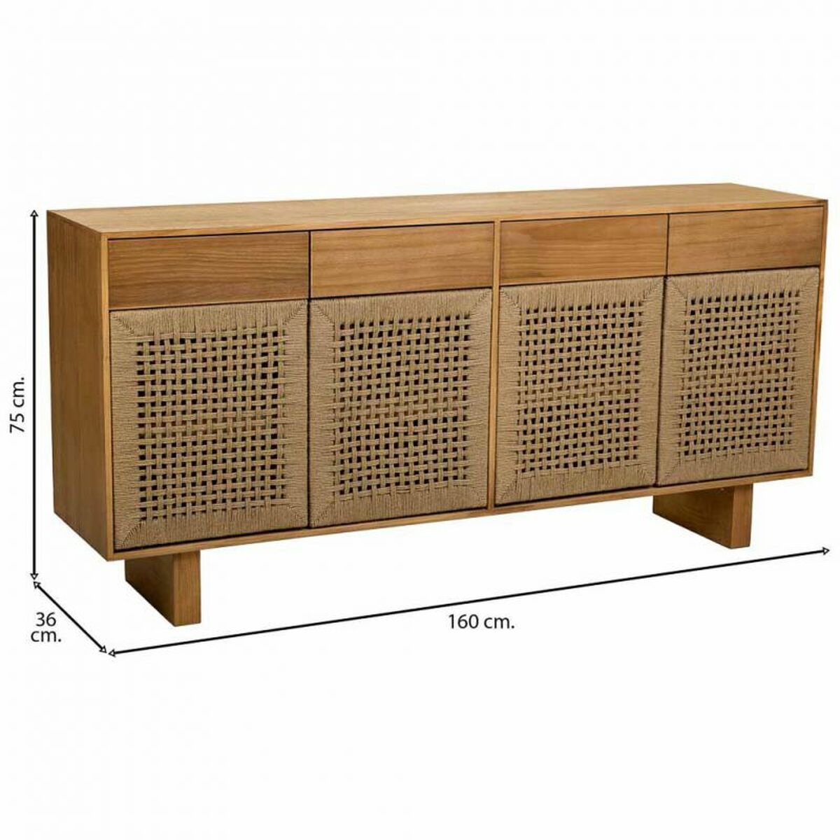 Skänk Alexandra House Living Brun Granträ Paulowniaträ 36 x 75 x 160 cm - 5