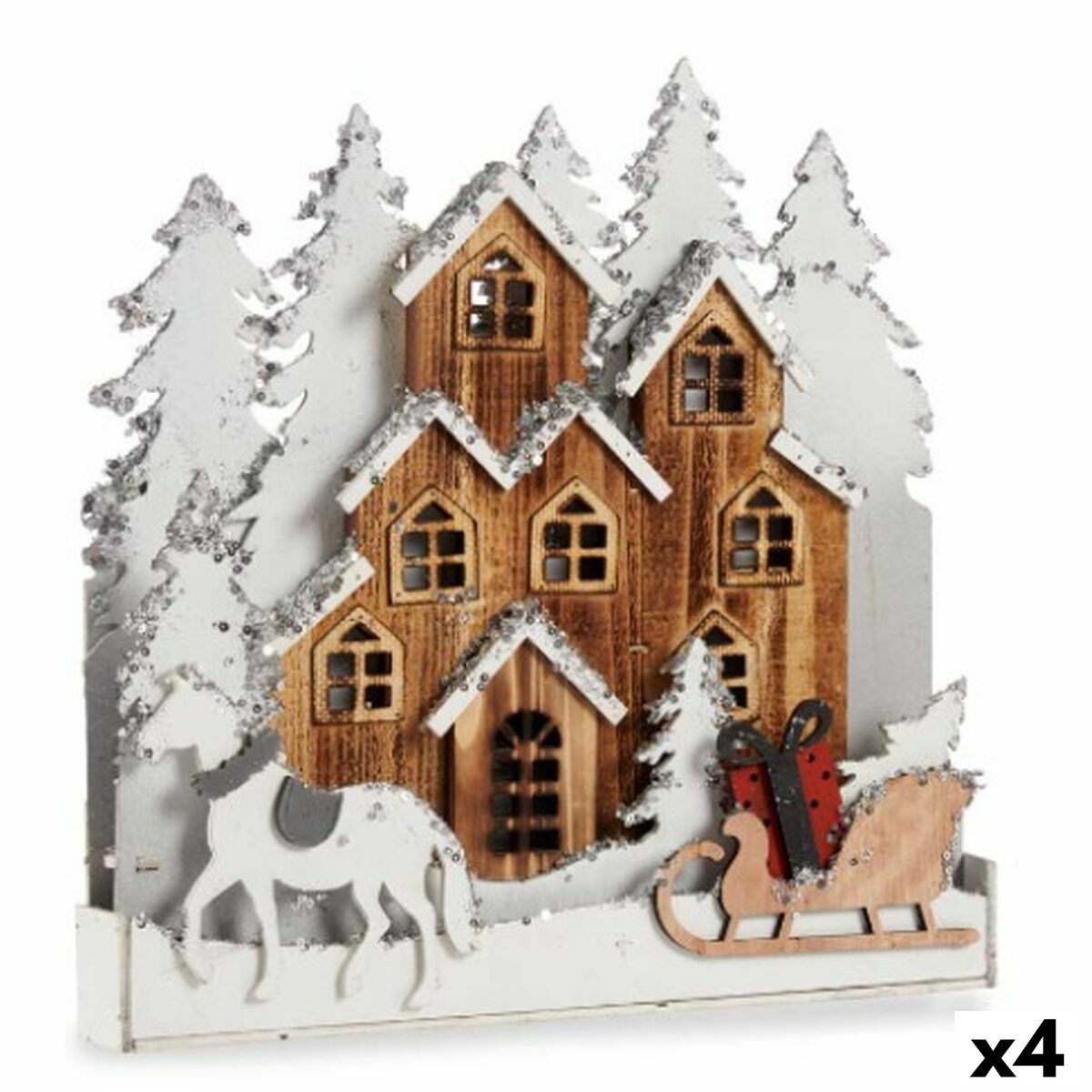 Prydnadsfigur Krist+ Vit Brun Stad 44 x 44,5 x 6 cm Ljus (4 antal)