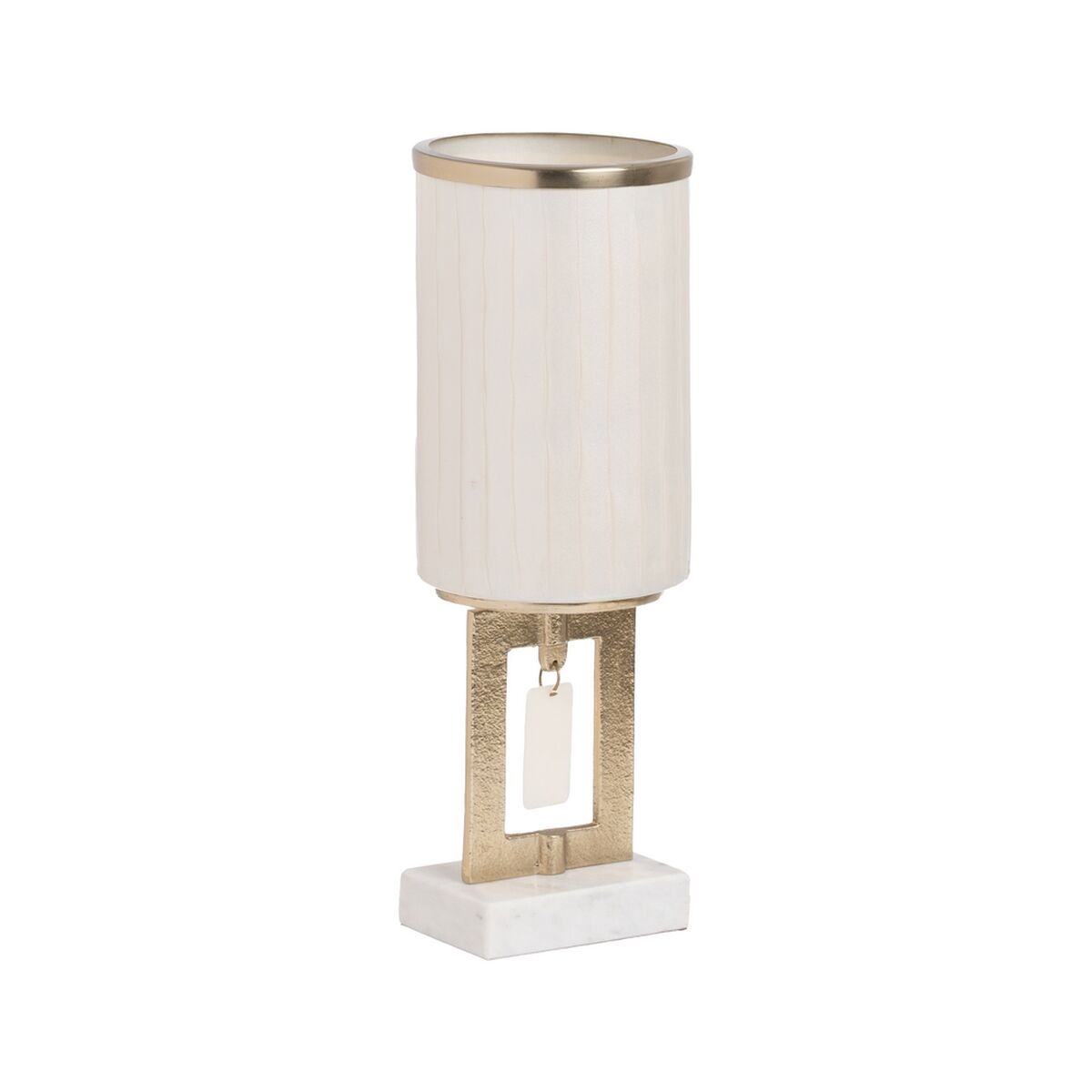 Vas Vit Gyllene Aluminium Glas Marmor 12,5 x 12,5 x 37 cm