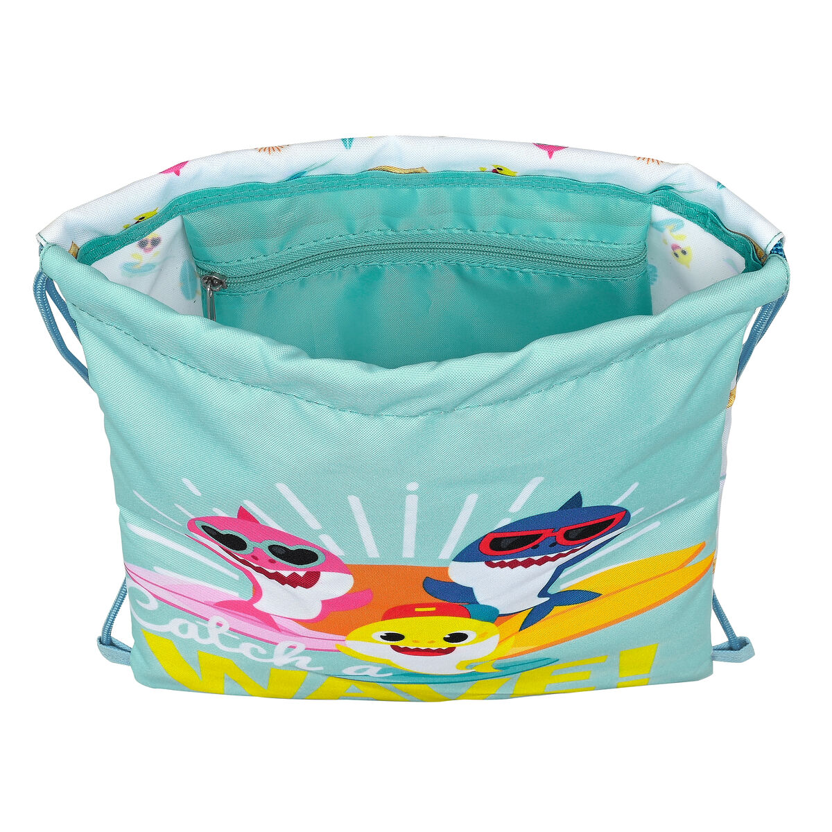 Skopåse med remmar Baby Shark Surfing Blå Vit 26 x 34 x 1 cm - 2