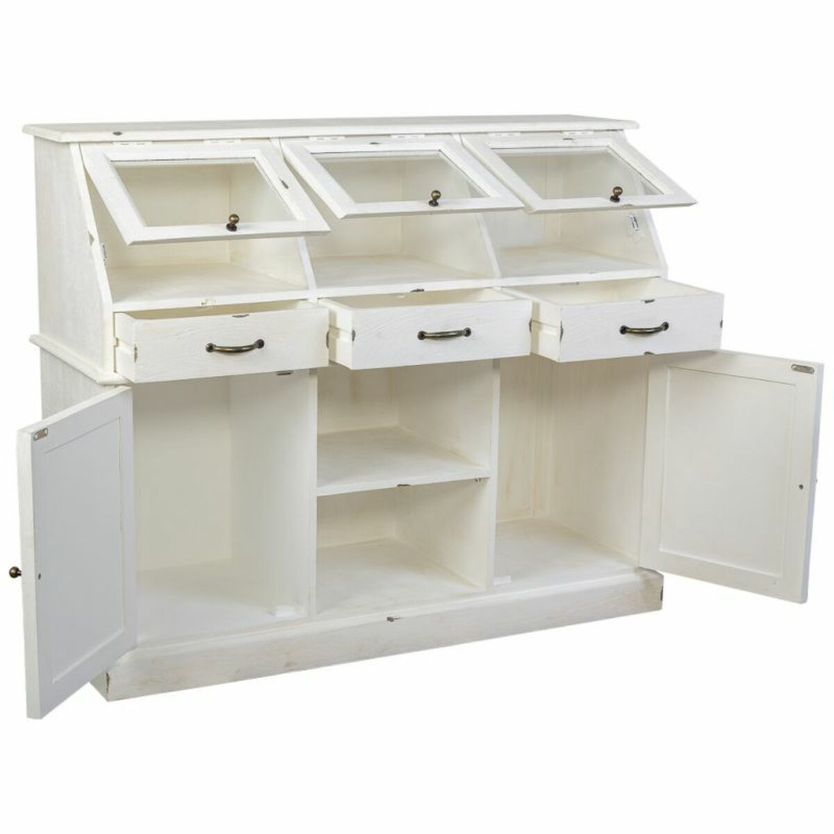 Skänk Alexandra House Living Vit Glas Mangoträ 45 x 106 x 125 cm - 2