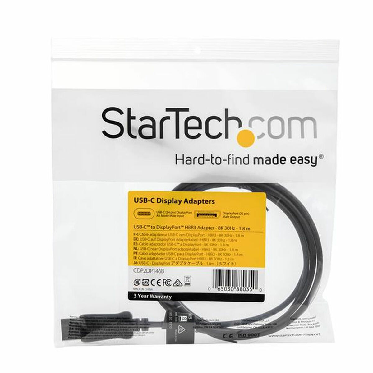 USB C till DisplayPort Adapter Startech CDP2DP146B 1,8 m Svart - 2