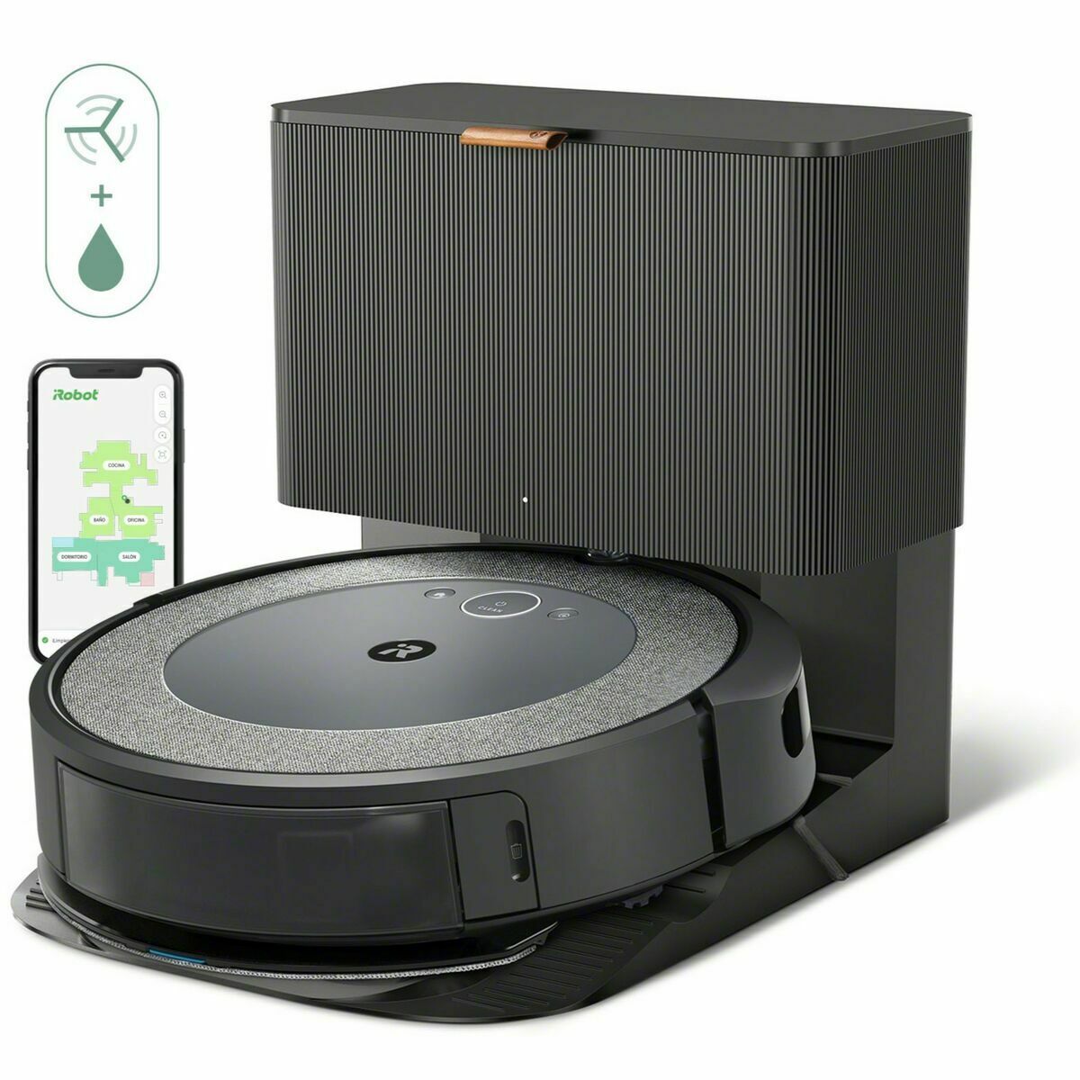 iRobot Robotdammsugare Roomba i557840 röststyrning rund svart grå Renoverad A+
