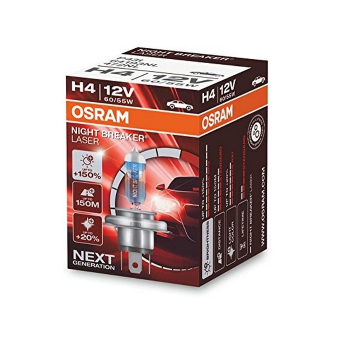 Glödlampa för bil Osram 64193NL H4 12V 60/55W 3900K - 13