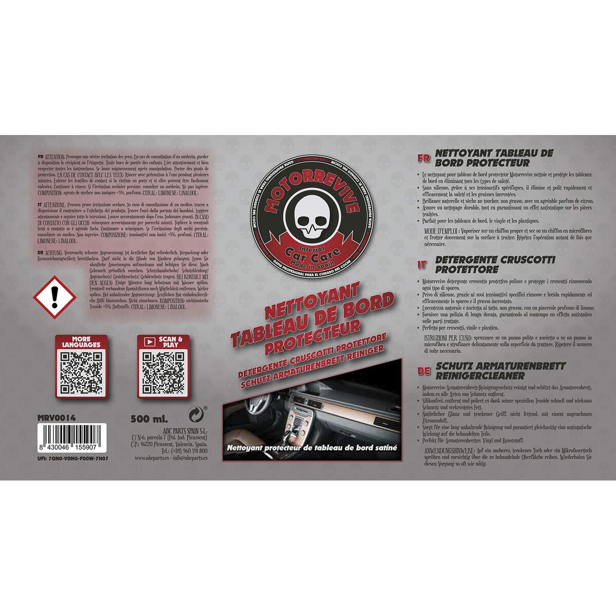 Rengöringsmedel för instrumentpaneler Motorrevive Citron 500 ml - 2