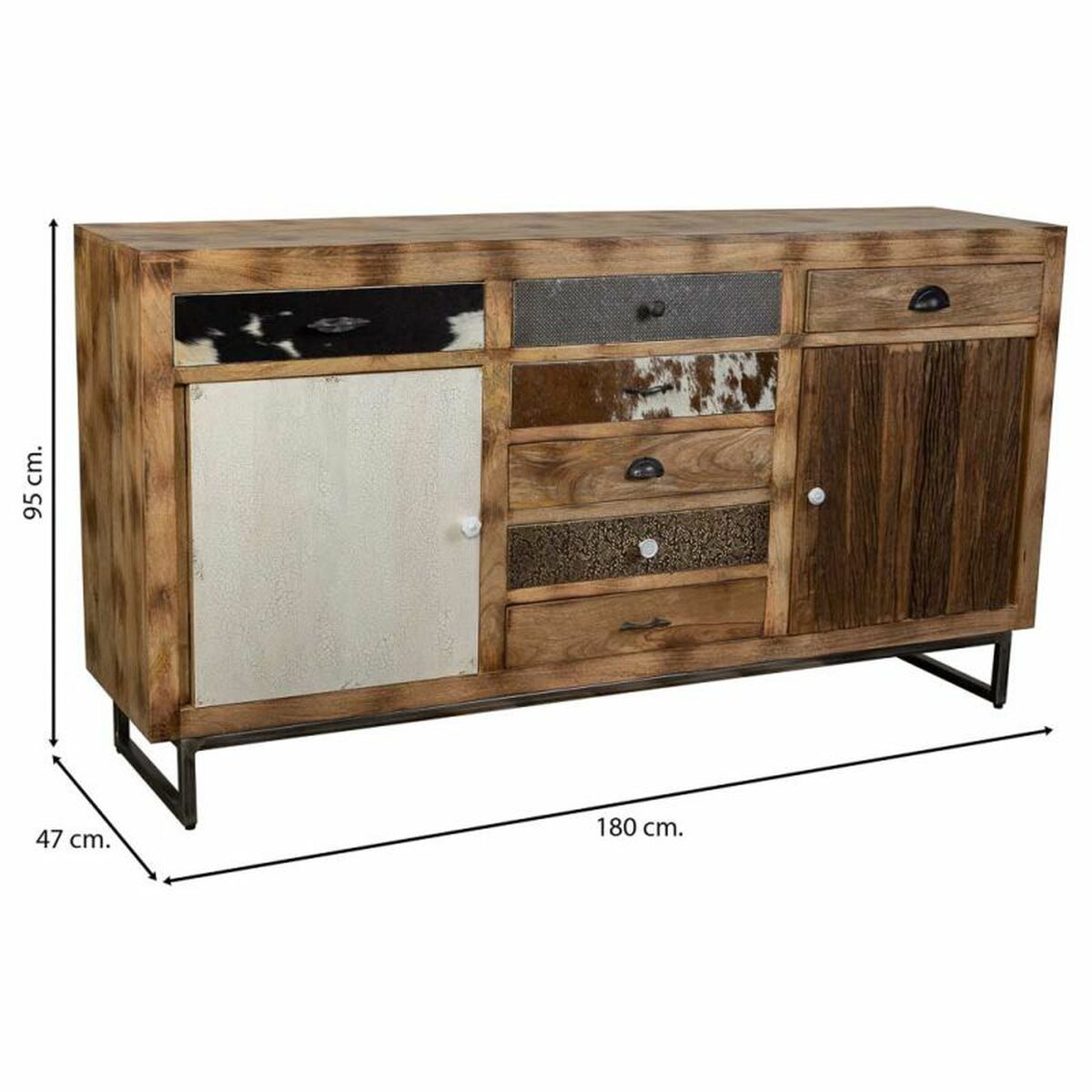 Skänk Alexandra House Living Brun Trä Metall Järn 47 x 95 x 180 cm - 4