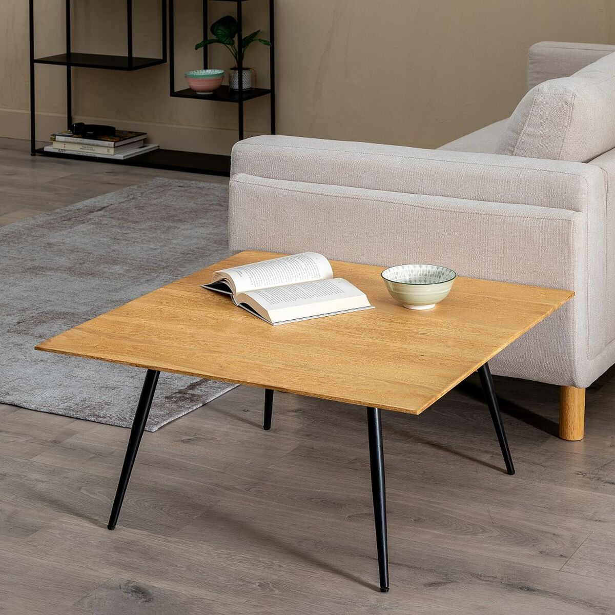 Soffbord Trä Järn 80 x 80 x 40 cm - 2