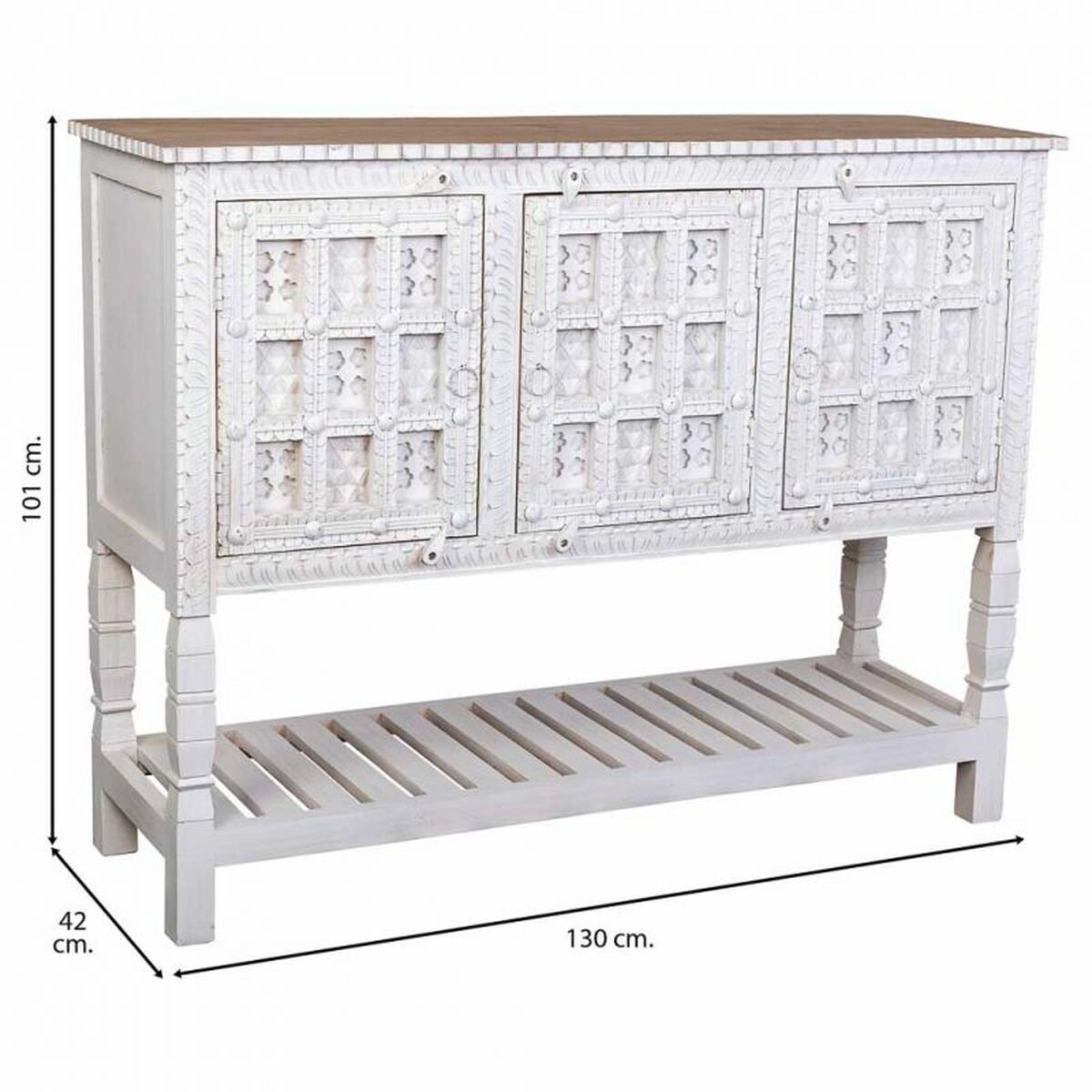 Skänk Alexandra House Living Vit Naturell Mangoträ 42 x 130 x 101 cm - 3