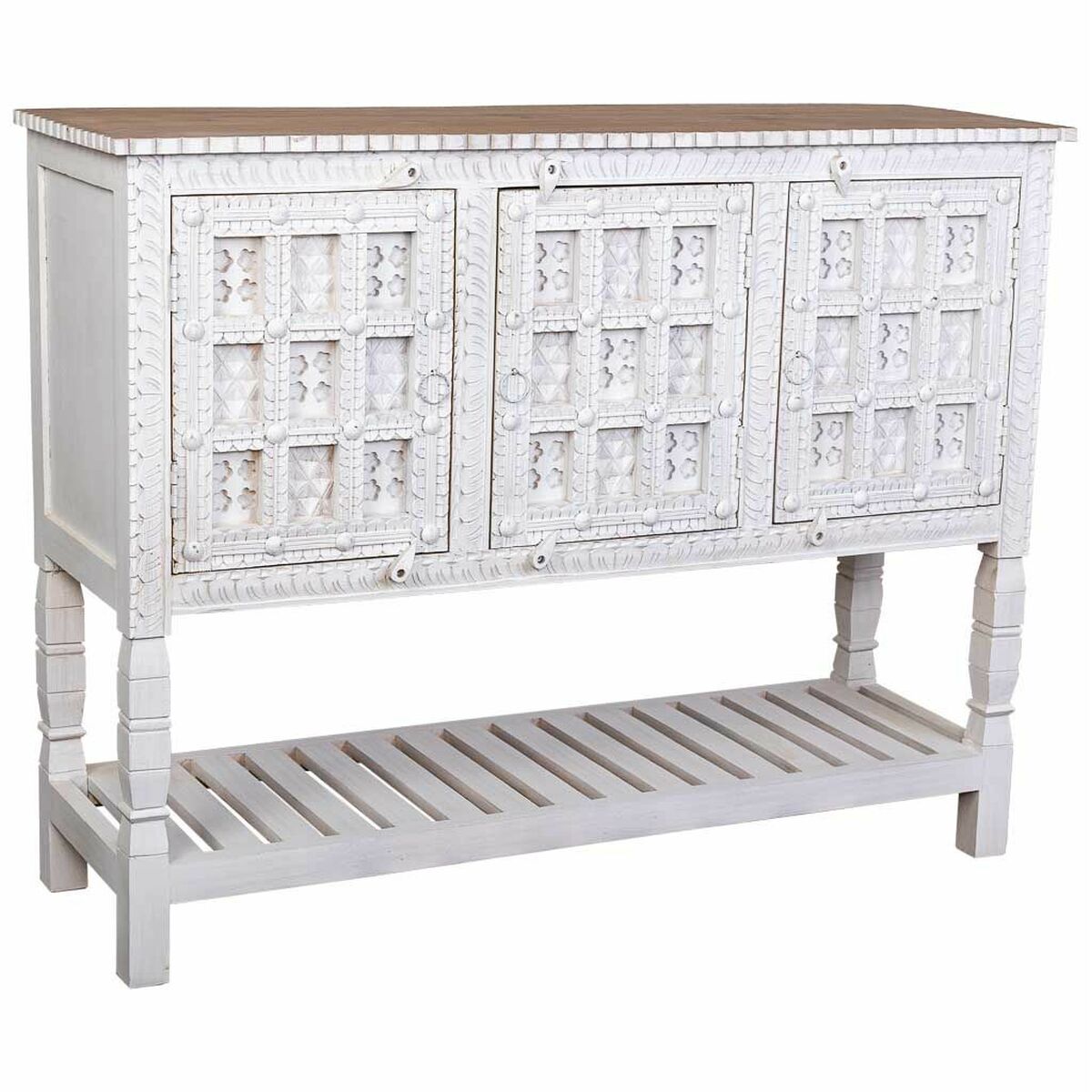 Skänk Alexandra House Living Vit Naturell Mangoträ 42 x 130 x 101 cm