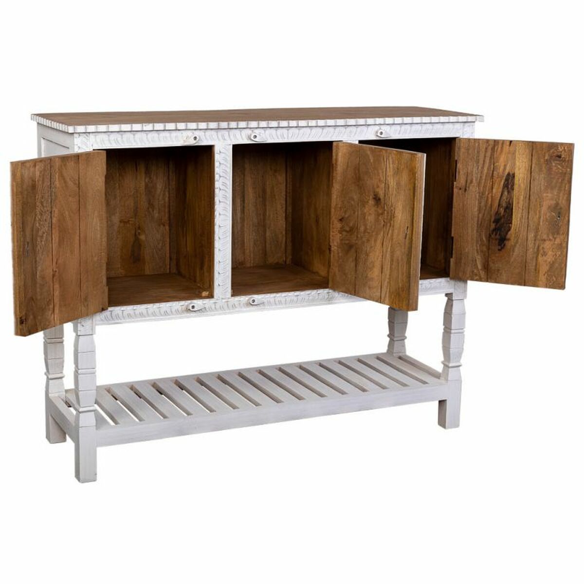 Skänk Alexandra House Living Vit Naturell Mangoträ 42 x 130 x 101 cm - 2