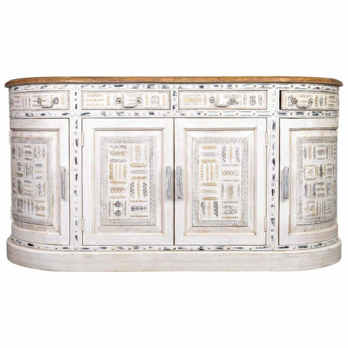 Skänk Alexandra House Living Vit Brun Mässing Mangoträ 45 x 177 x 91 cm - 2