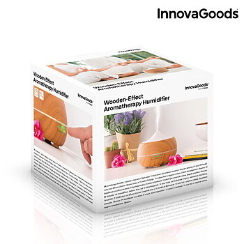 Doftspridare och luftfuktare med flerfärgad LED Wooden-Effect InnovaGoods