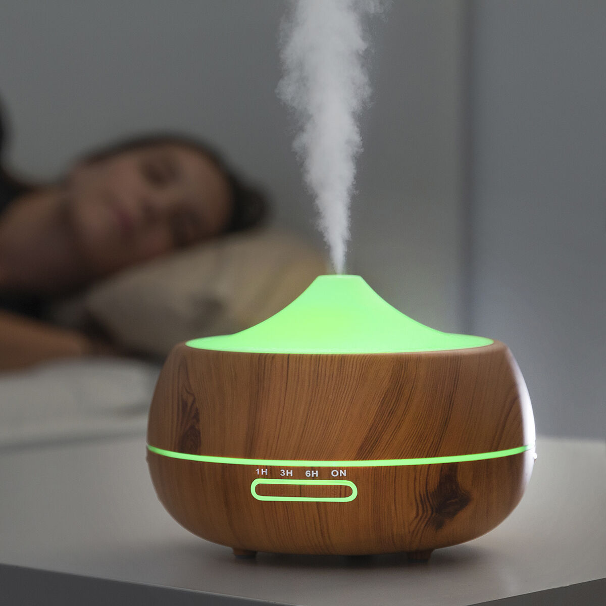 Doftspridare och luftfuktare med flerfärgad LED Wooden-Effect InnovaGoods - 23