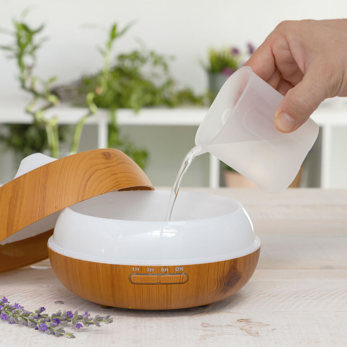 Doftspridare och luftfuktare med flerfärgad LED Wooden-Effect InnovaGoods - 19