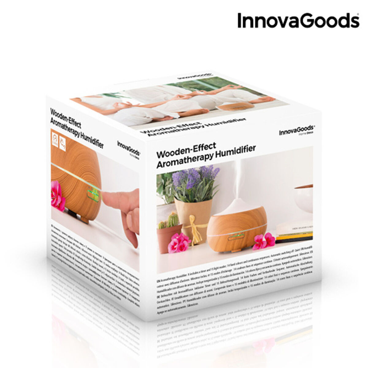 Doftspridare och luftfuktare med flerfärgad LED Wooden-Effect InnovaGoods - 10
