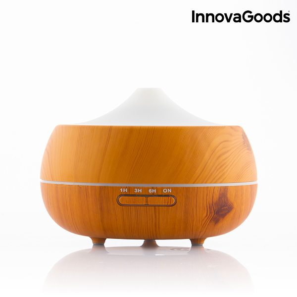 Doftspridare och luftfuktare med flerfärgad LED Wooden-Effect InnovaGoods - 6