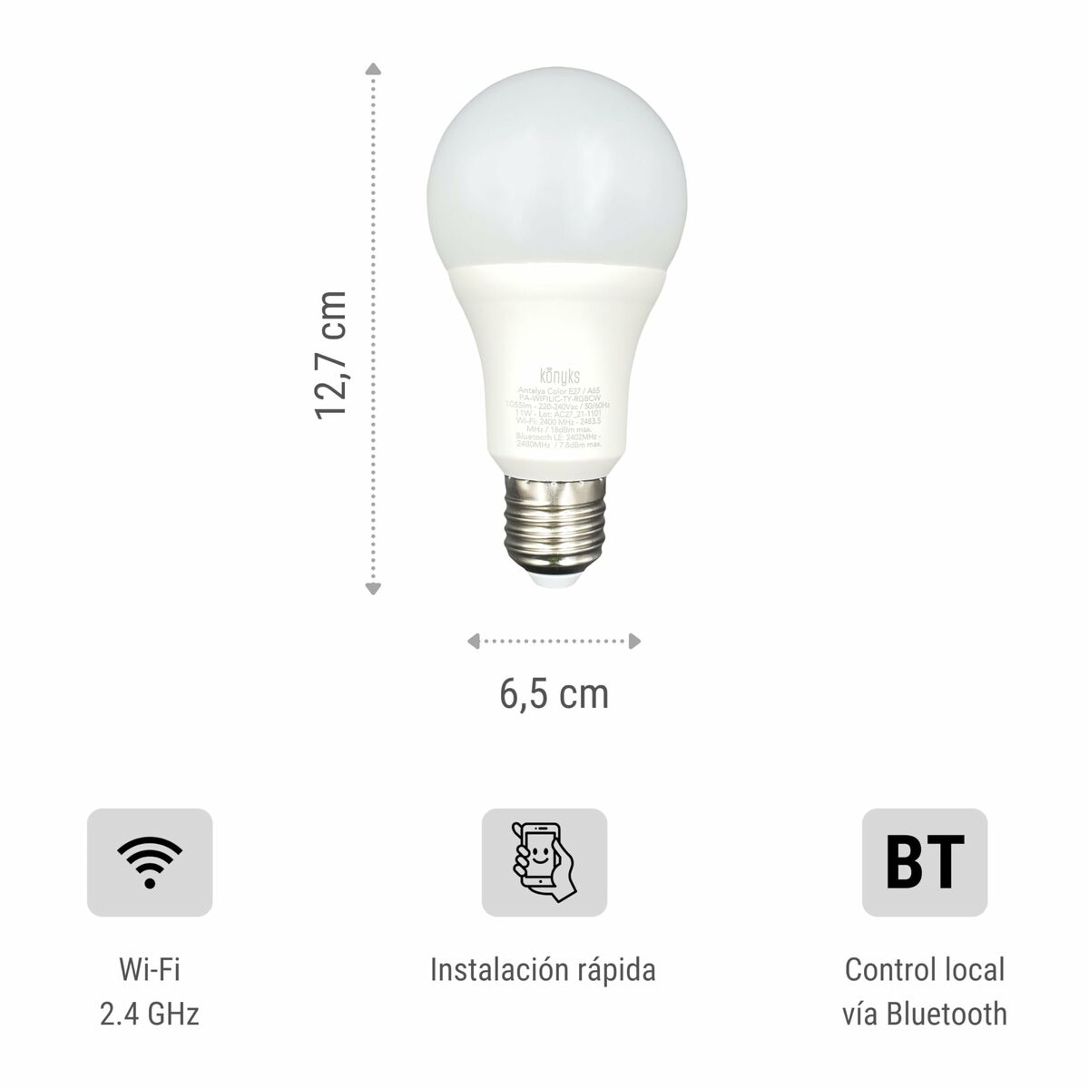 Smart-Lampa Konyks e27 Vit F (2700 K) (6500 K) - 3