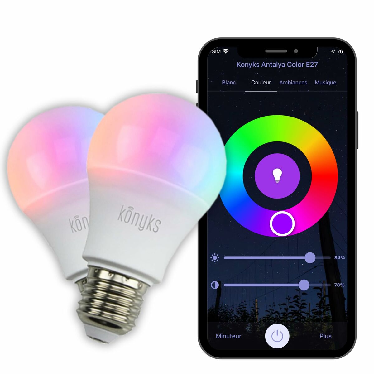 Smart-Lampa Konyks e27 Vit F (2700 K) (6500 K) - 2