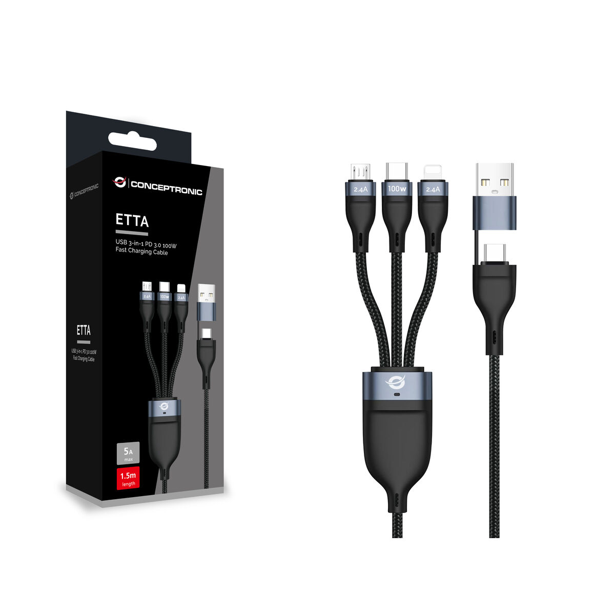 VGA Kabel Conceptronic ETTA06B15 Svart 1,5 m - 3