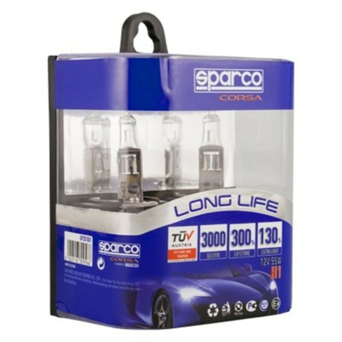 Glödlampa för bil Sparco Long Life E-Mark H1 12V 55W 3000K