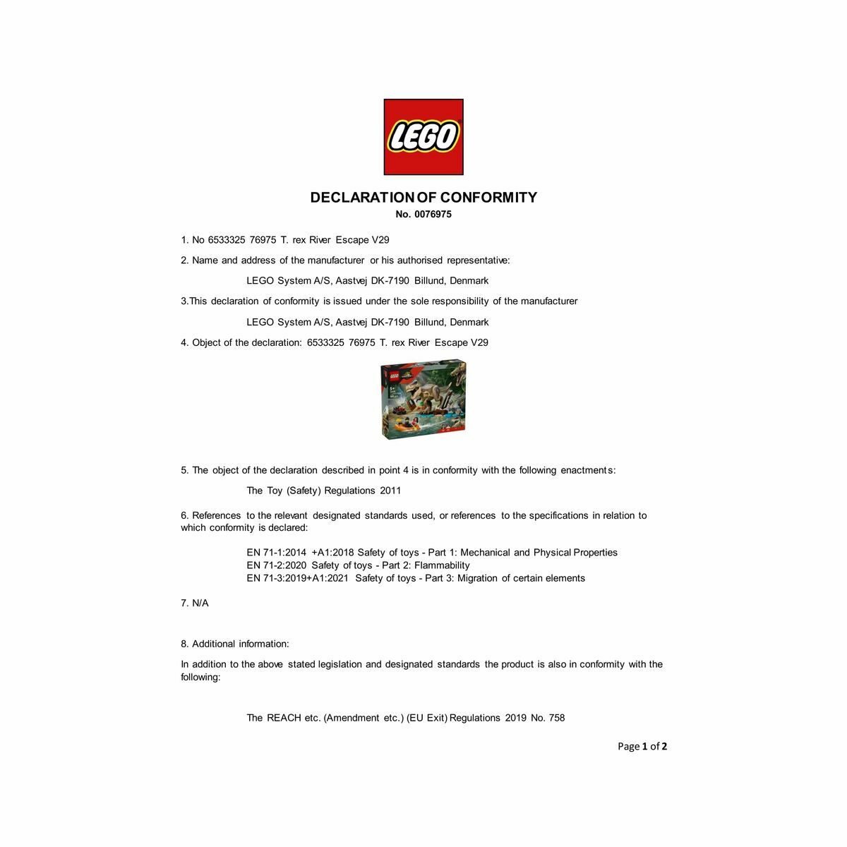 Byggsats Lego JURASSIC WORLD 76975 T.Rex River Escape - 2