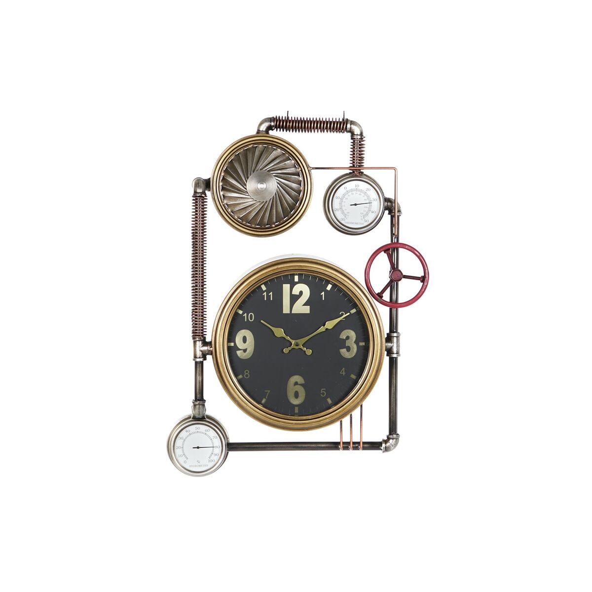 Väggklocka DKD Home Decor Ventiler Glas Gyllene Järn (50,5 x 12 x 73 cm) - 5