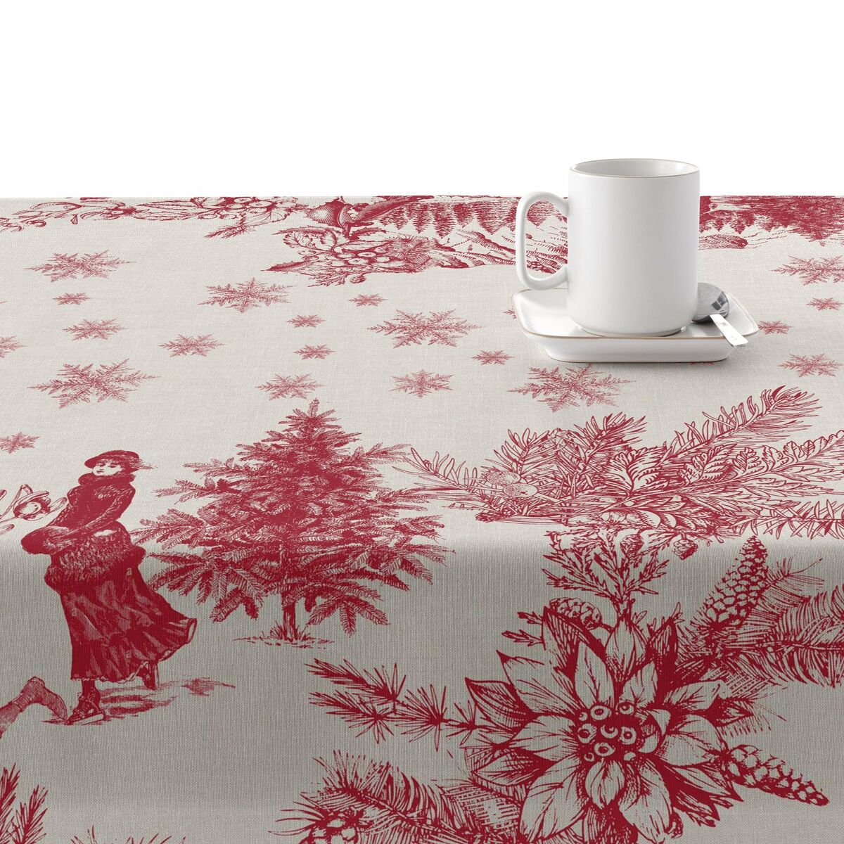 Fläckresistent bordsduk i harts Belum Christmas Toile 300 x 140 cm