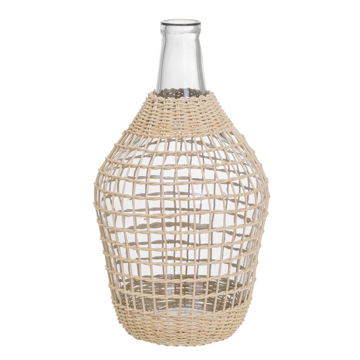 Vas Naturell Glas Rattan 23 x 23 x 40 cm