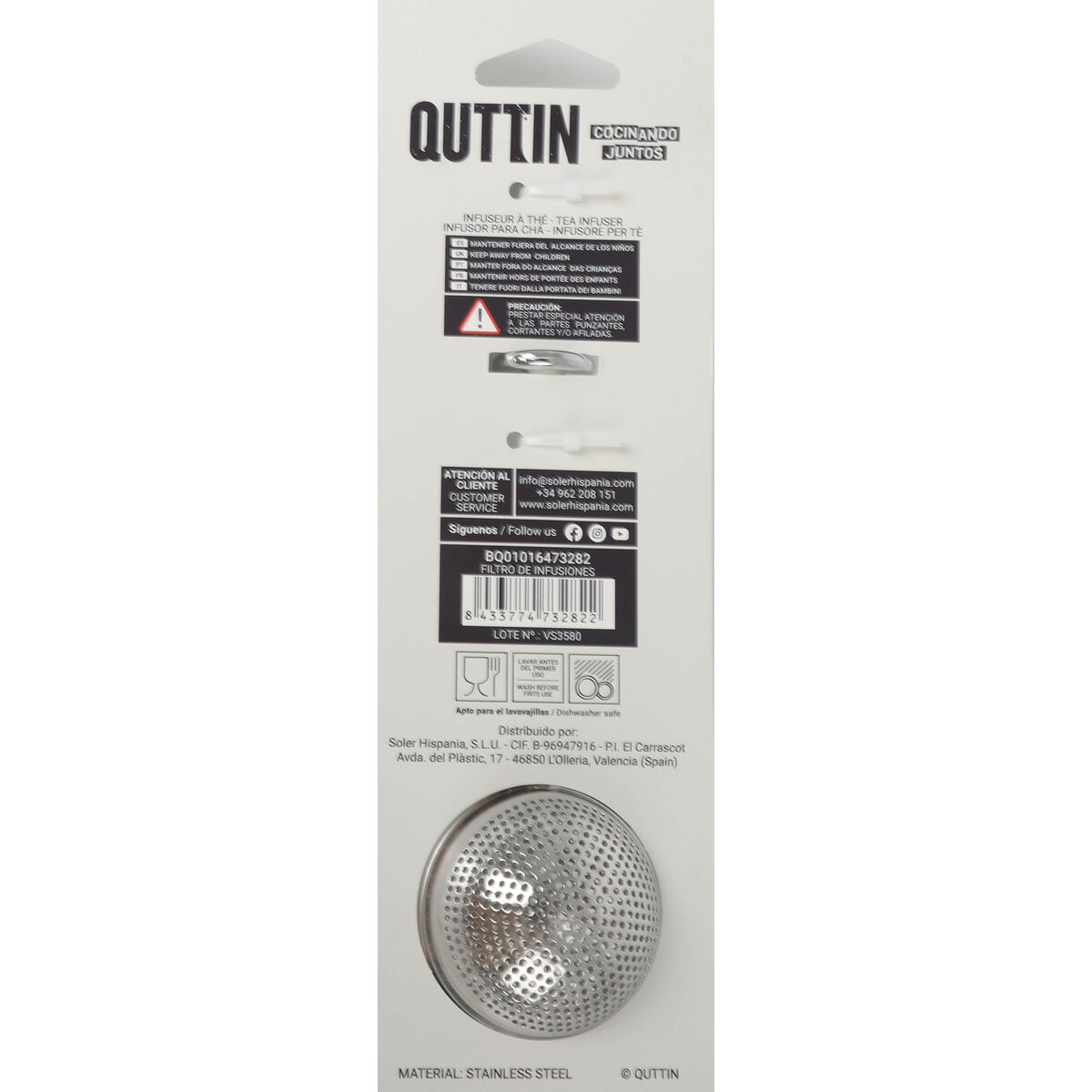 Infusionsfilter Quttin Rostfritt stål Silvrig Knapp (24 antal) (18,5 x 5 cm) - 7