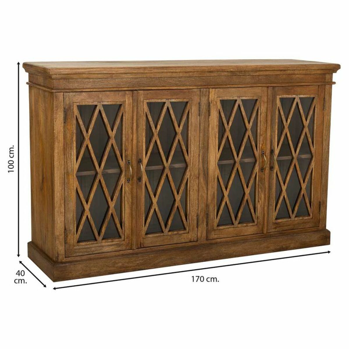 Skänk Alexandra House Living Brun Trä Glas 40 x 100 x 170 cm 4 dörrar - 3