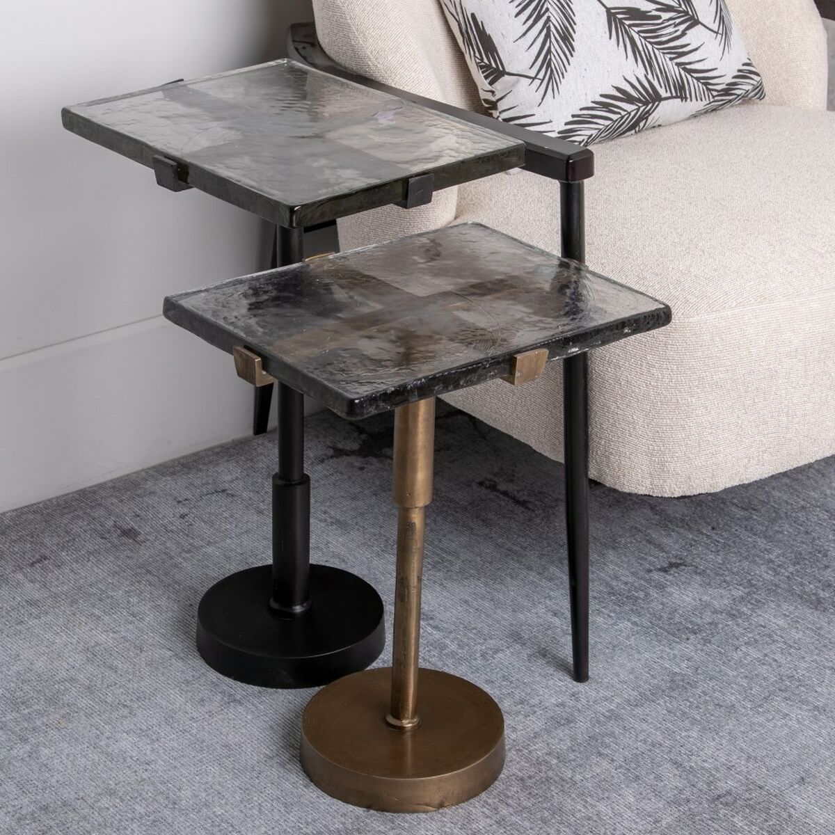 Sidobord 41 x 32 x 59 cm Glas Svart Metall - 7