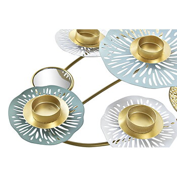 Kandelaber DKD Home Decor Speglar Gyllene Metall Mint Waterlily (54 x 33 x 8 cm)