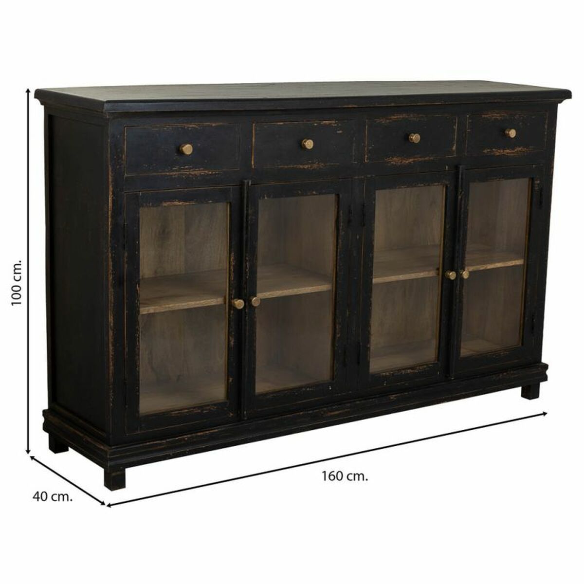 Skänk Alexandra House Living Svart Trä Glas 40 x 100 x 160 cm - 3