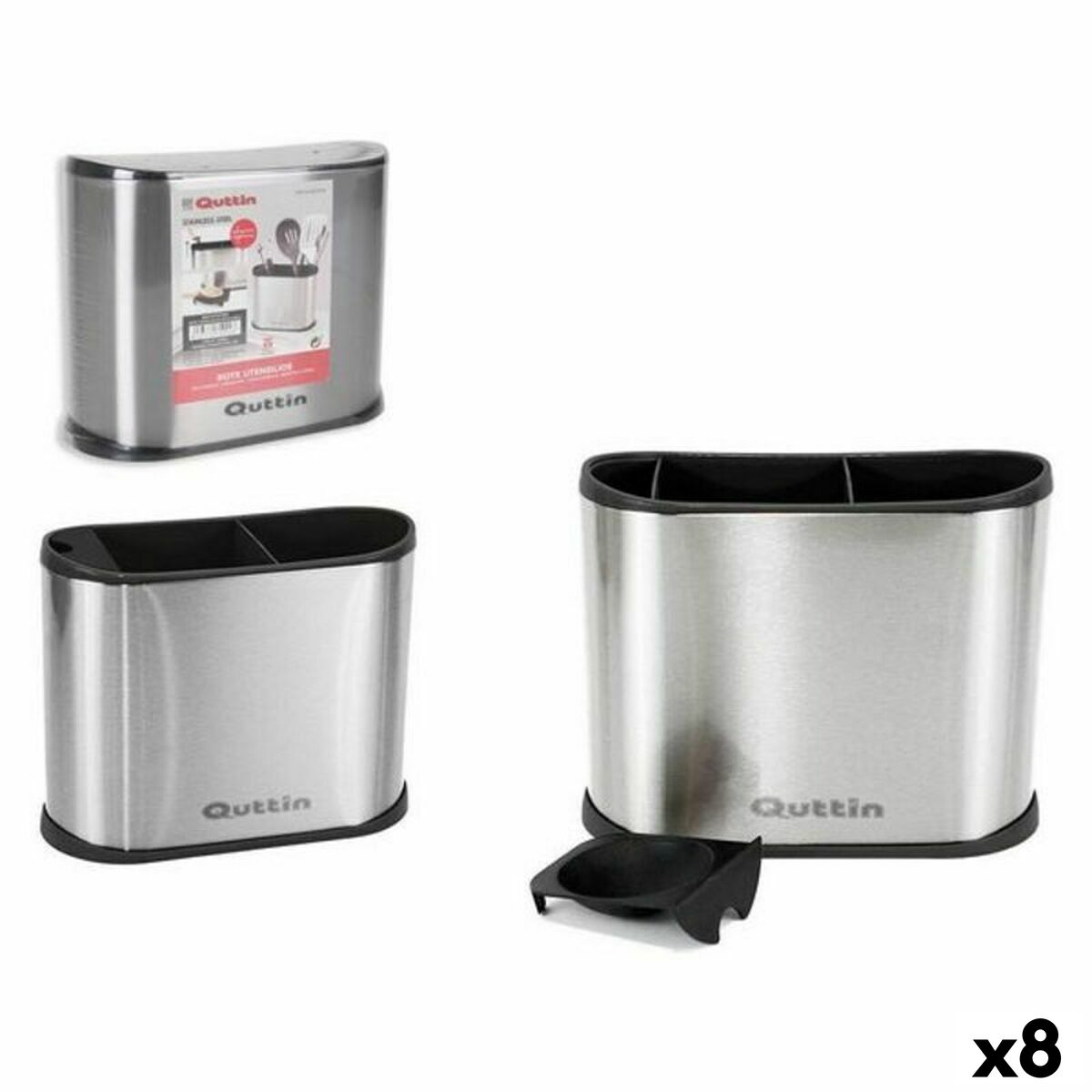 Kruka för köksredskap Quttin 143615 Rostfritt stål 18 x 10,4 x 23 cm (8 antal)
