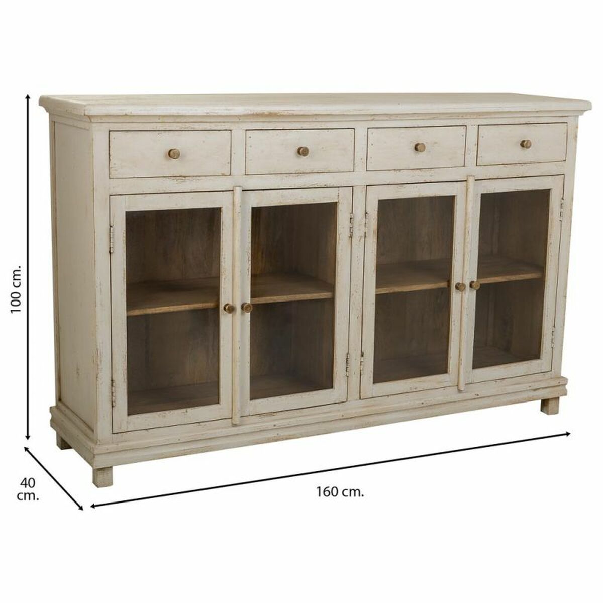 Skänk Alexandra House Living Vit Trä Glas 40 x 100 x 160 cm - 3