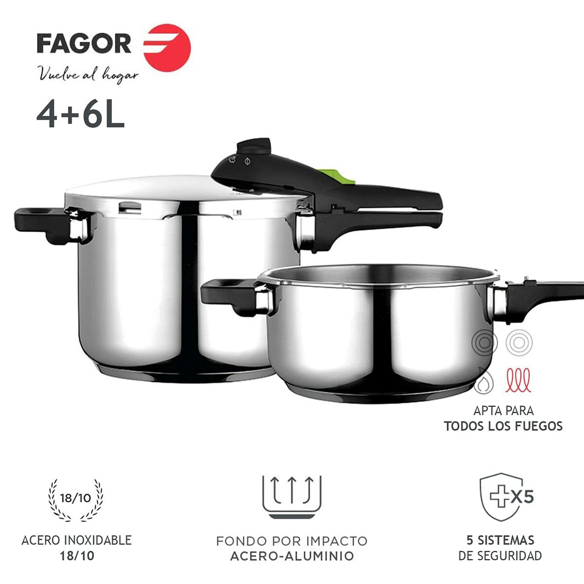 Tryckkokare, set Fagor Rapid Rostfritt stål 18/10 2 Delar - 11