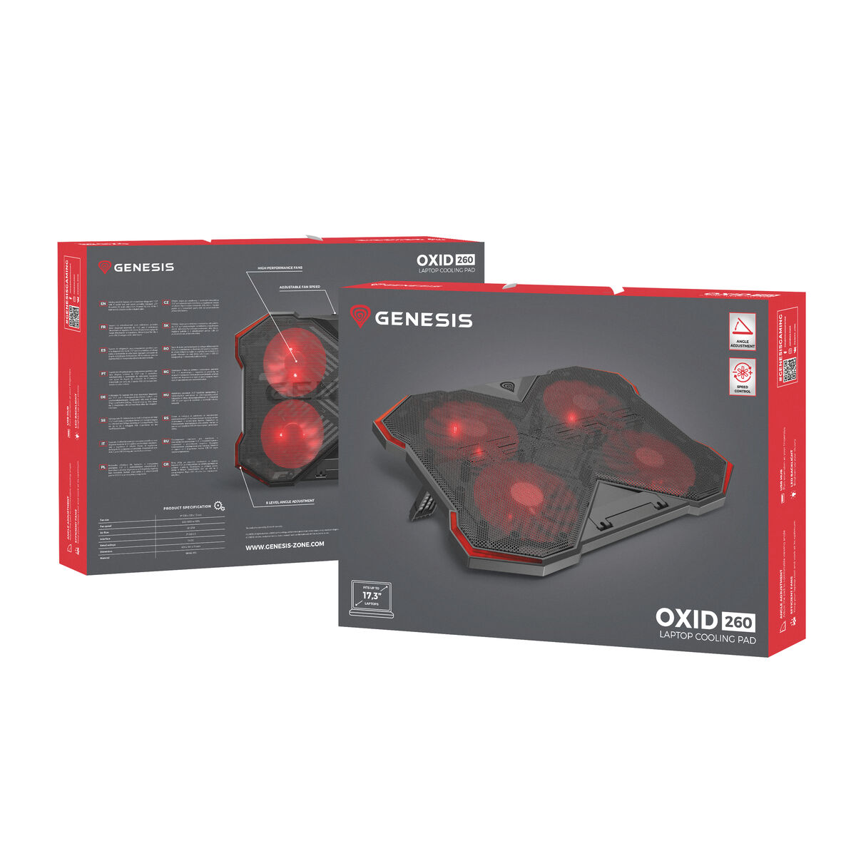 Kylplatta till laptop Genesis Oxid 260 Svart 17" - 3