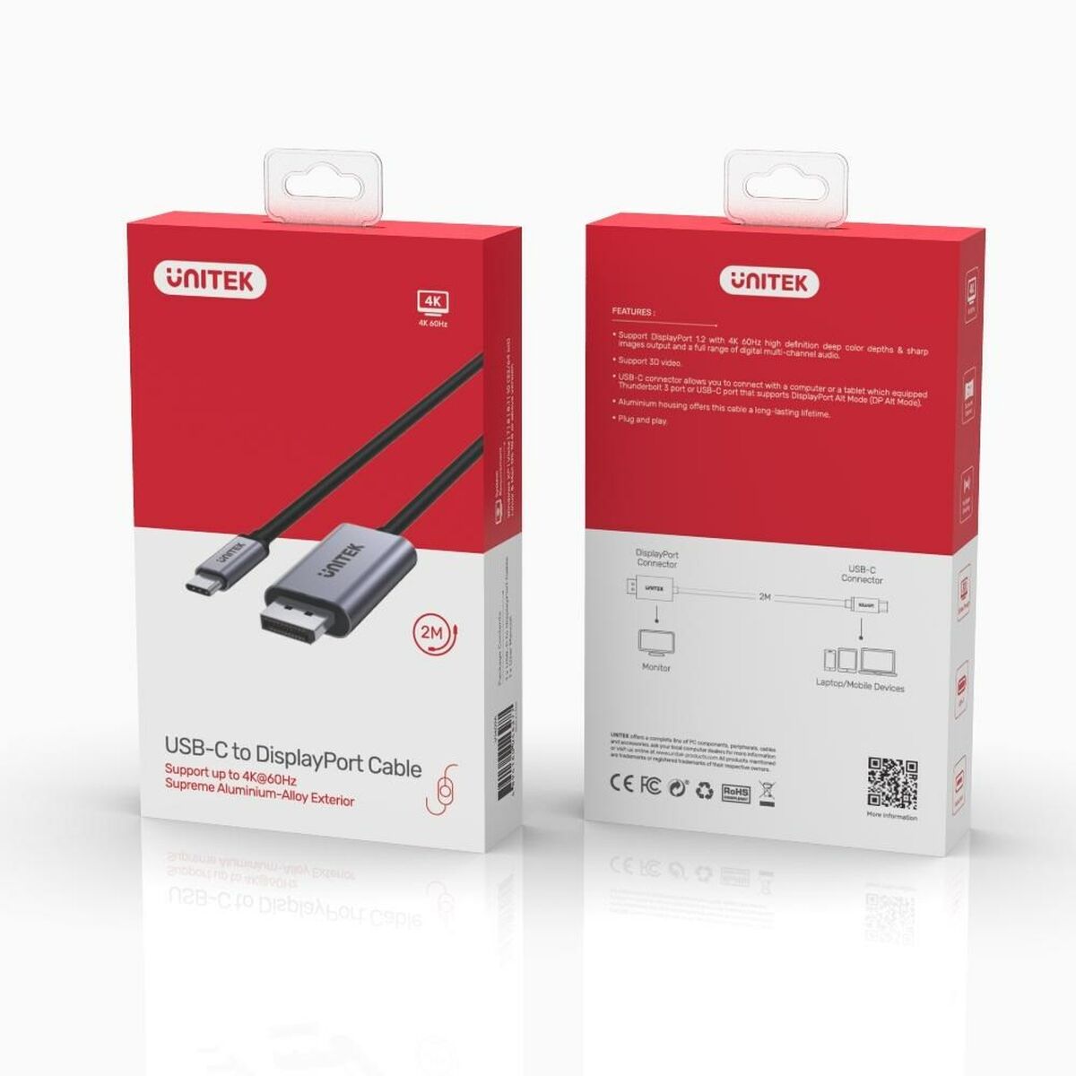 USB-C-kabel till DisplayPort Unitek V1409A Hankontakt/Hankontakt 2 m - 4
