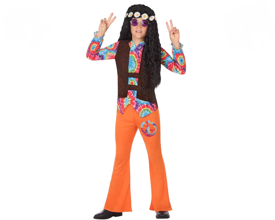 Maskeraddräkt för barn Hippie Orange (2 Pcs)