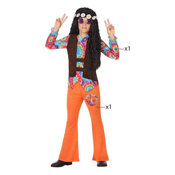 Maskeraddräkt för barn Hippie Orange (2 Pcs) - 5