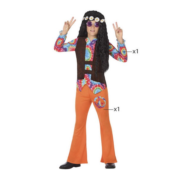 Maskeraddräkt för barn Hippie Orange (2 Pcs) - 2