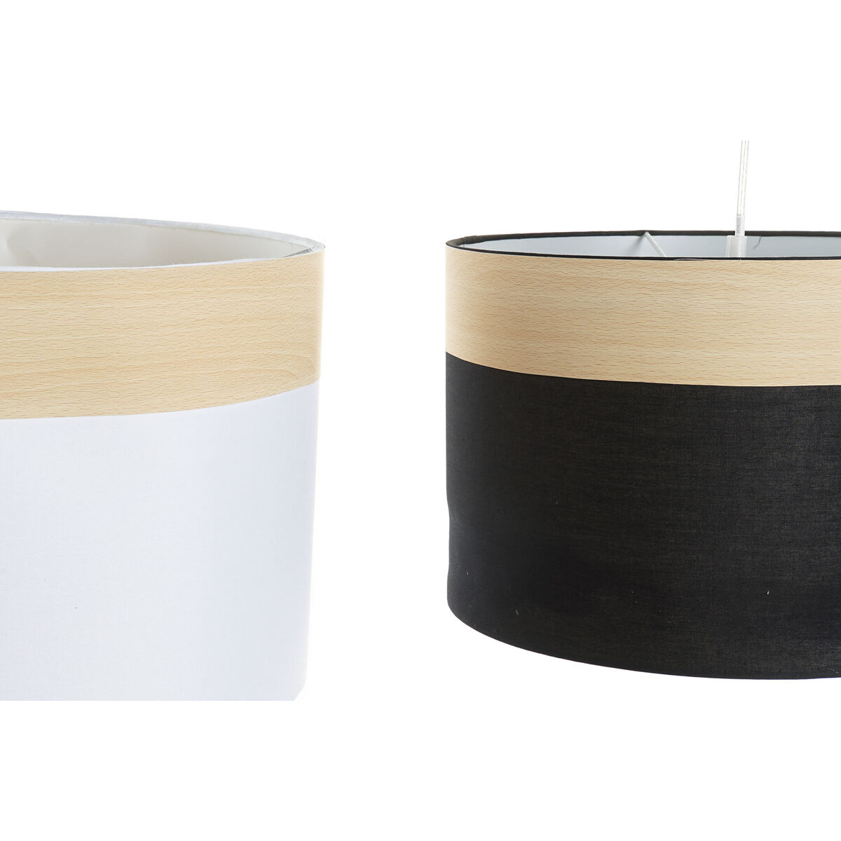 Taklampa DKD Home Decor Vit Svart Multicolour Silvrig Naturell Metall 50 W Scandi 220 V 30 x 40 cm 38 x 38 x 25 cm (2 antal) - 4