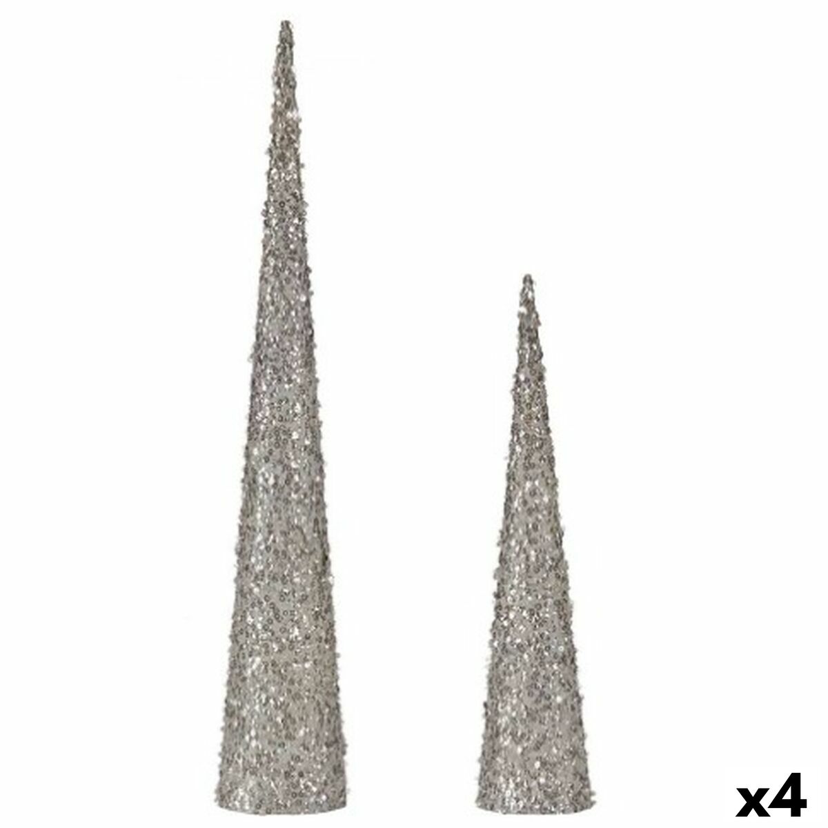 Sats med figurer Koner Paljetter Vit Plast (4 antal) - 3