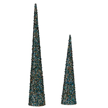 Julgranskula Krist+ Blå Gyllene Koner 9,5 x 60 x 9,5 cm Paljetter (4 antal)
